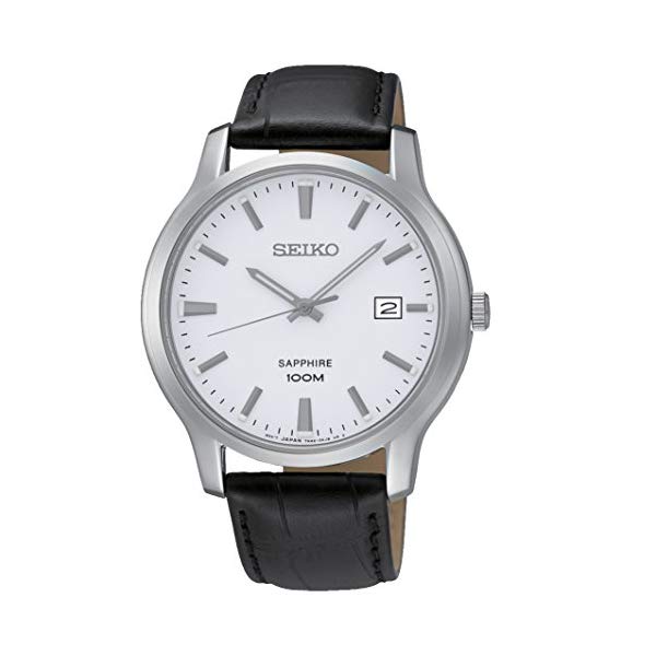 セイコー 腕時計 SEIKO SGEH43 メンズ ウォッチ 男性用 SEIKO Quartz Sapphire Silver Tone Dial Leather Band Mens Watch SGEH43