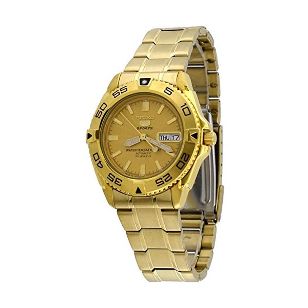 セイコー 腕時計 SEIKO SNZB26J1 メンズ ウォッチ 男性用 SEIKO 5 Sports SNZB26J1 Men 039 s Japan Gold Tone Stainless Steel 100M Automatic Dive Watc1 by SEIKO Watches