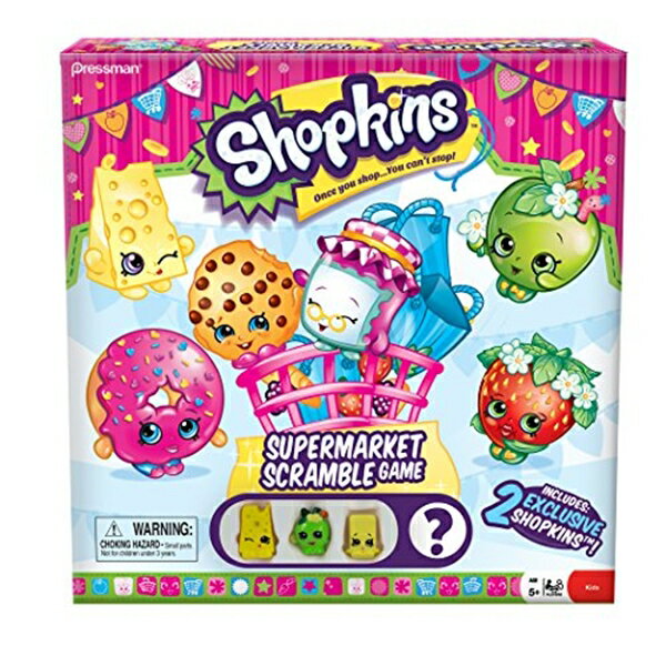 メーカーShopkins商品名Shopkins Supermarket Scramble Game with 4 Exclusive Collectible Characters Found Only in Our Gamesパッケージサイズ(cm)26.7 × 7.1 × 26.7重量(g)3628.7詳細・Features 4 collectible Shopkins characters・Includes two exclusive Shopkins figures available only in our games・Players race around the supermarket collecting tokens from their favorite departments・Fun, fast gameplay・Our top-selling Shopkins game ■海外より直輸入品となりますので、外箱に小傷・破れ等がある場合がございます。　本体には影響ございませんので、予めご容赦ください。 ■携帯からの注文の際【納期目安】が表示されない場合もございます。　納期の表示が確認出来ない商品に関しましては、お手数ですが、PCページより【納期目安】の確認をお願いします。　また、携帯からのご注文のお客様は携帯電話の受信設定（フィルター）を必ずご確認下さいますようお願いいたします。