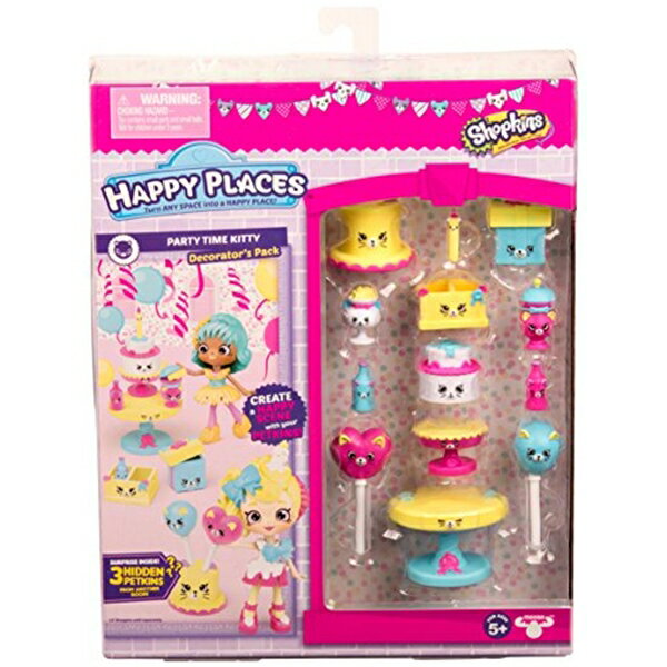 ショップキンズ おもちゃ 人形 ドール フィギュア Shopkins Happy Places Season 3 Decorator Pack - Party Time Kitty