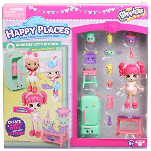 ショップキンズ おもちゃ 人形 ドール フィギュア Happy Places Shopkins Season 3 Welcome Pack - Gourmet Kitty Kitchen