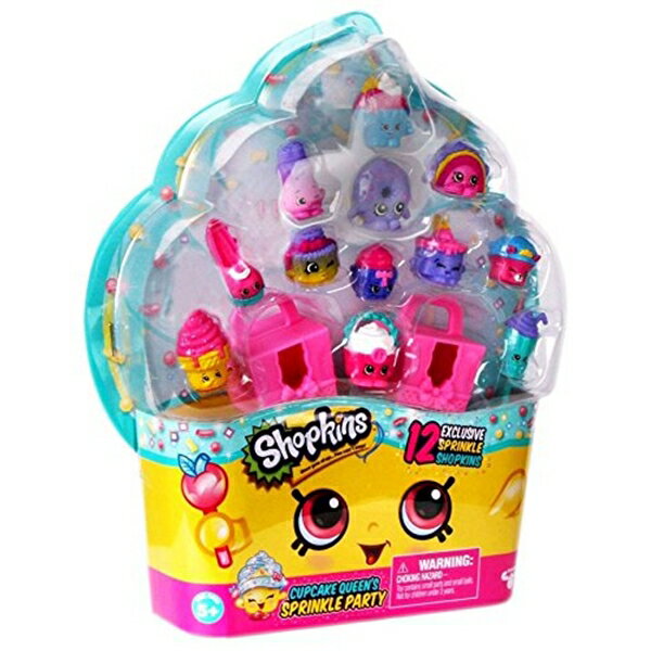 VbvLY  l` h[ tBMA Shopkins Cupcake Queens Sprinkle Party Playset of 12 + 2 Cake Boxes
