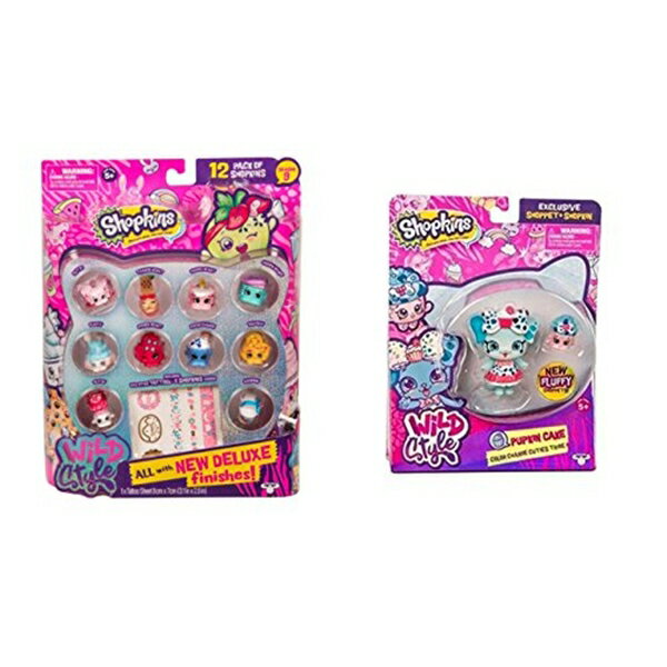 ショップキンズ おもちゃ 人形 ドール フィギュア Shopkins Wild Style Season 9 Shoppet Pumpkin Cake with Bonetta Cupcake Shopkins and 12 Pack Bundle