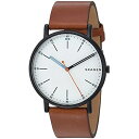 XJ[Q Skagen rv Skagen Men's 'Signatur' Quartz Stainless Steel and Leather Casual Watch, Color:Brown (Model: SKW6374)