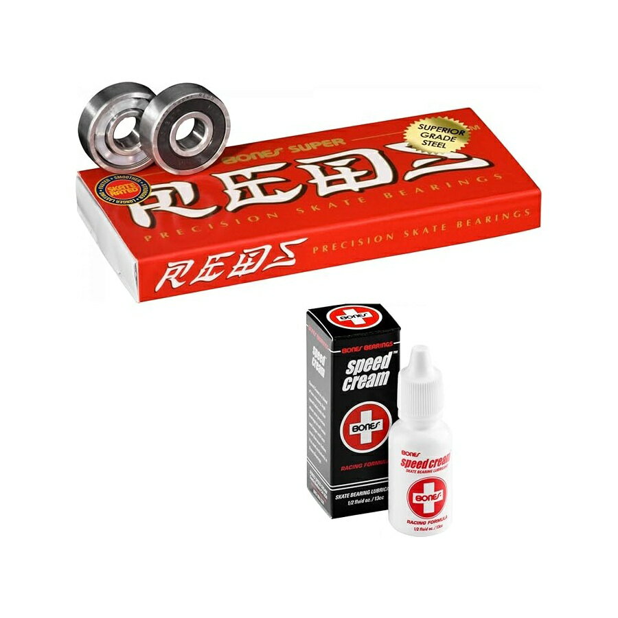乐天商城 - ボーンズ ベアリング スーパー レッド ベアリング (スピード クリーム付き 8 パック) Bones Bearings Super Reds Bearings (8 Pack w/Speed Cream)