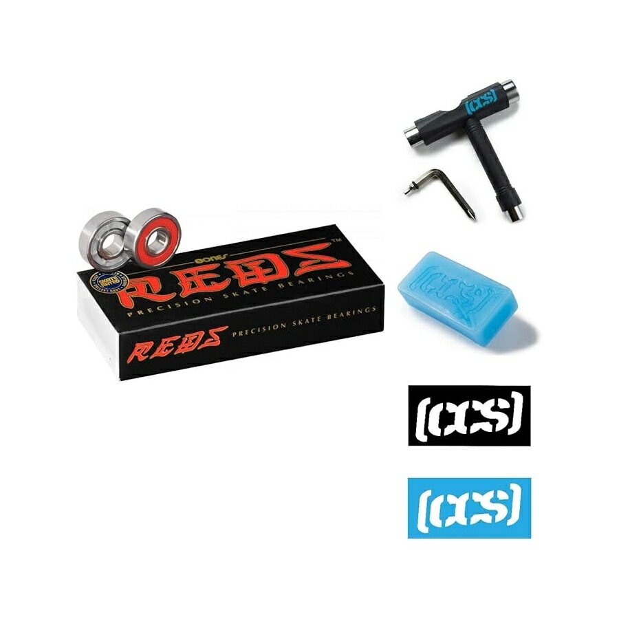 ボーンズ レッズ スケートボード ベアリング 16 パック CCS スケートボード ツール ワックス ステッカー付き Bones Reds Skateboard Bearings 16 Pack with CCS Skateboard Tool, Wax, and Stickers