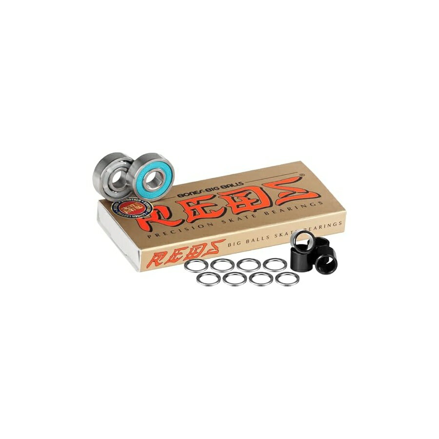 ボーンズ ビッグ ボールズ レッズ スケートボード ベアリング 8 個パック スペーサーとワッシャーのバンドル付き Bones Big Balls Reds Skateboard Bearings 8 pk w/Spacers Washers Bundle