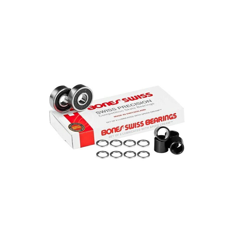 他の ボーンズ はこちら Bones Swiss Skateboard Bearings 8 Pack with Spacers & Washers BundleBones Swiss スケートボード ベアリング 8 パック、スペーサーとワッシャーのバンドル付き発送までの目安5〜15日　営業日以内に発送※12月、連休等は物流が混雑し、遅延する場合がございます。予めご了承ください。 商　品　情　報 メーカー Skate One Corp. 商品名（英語） Bones Swiss Skateboard Bearings 8 Pack with Spacers & Washers Bundle 商品名（翻訳） Bones Swiss スケートボード ベアリング 8 パック、スペーサーとワッシャーのバンドル付き 商品詳細 ・Bones Swiss 8 パックバンドルには、スピードワッシャー (8 個) とスペーサー (4 個) が付属しています・スケート定格。クリアランス、公差、材料、および潤滑剤により、可能な限り最高のパフォーマンスと耐久性が提供されます。・単一の取り外し可能な非接触ラバーシールドにより、清掃が簡単で低摩擦が実現します。・高速ナイロンボールリテーナーにより、強度と速度が向上します。・スピードクリームレーシング潤滑剤で事前に潤滑されています。 ※メーカーより頂いた商品説明を翻訳しております。翻訳による差異はご了承ください。 ◆ 様々なギフトシーンにぴったりの商品を豊富に取り揃えております ◆ プレゼント　ギフト　クリスマス　母の日　父の日　記念日　誕生日　お誕生日　誕生日プレゼント　敬老の日　記念品　結婚記念日　メモリアルギフト　お祝い　出産祝い　結婚式　結婚祝い　御祝　披露宴　引き出物　引出物　ウェディングギフト　ブライダルギフト　景品　賞品　コンペ景品　ゴルフコンペ　粗品　お中元　御中元　お歳暮　御歳暮　残暑見舞い　引越し　引っ越し祝い　引越し祝い　贈答品　入園祝い　入学祝い　卒業祝い　成人式　就職祝い　昇進祝い　定年退職記念　還暦祝い　卒業記念品　内祝　お返し　お礼　御礼　お祝い返し