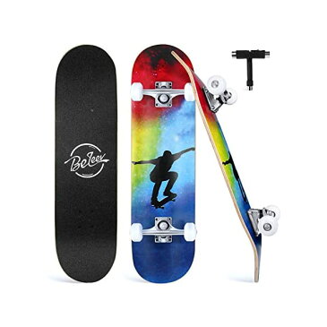 スケートボード スケボー クルーザー コンプリート キッズ ユース 子供 練習 直輸入 海外モデル Beleev Skateboards for Beginners, 31 Inch Complete Skateboard for Kids Teens Adults, 7 Layer Canadian Maple Double Kick Deck Concave Cruiser Trick Skateboard