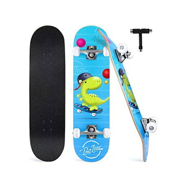スケートボード スケボー クルーザー コンプリート キッズ ユース 子供 練習 直輸入 海外モデル Beleev Skateboards for Beginners, 31 Inch Complete Skateboard for Kids Teens Adults, 7 Layer Canadian Maple Double Kick Deck Concave Cruiser Trick Skateboard
