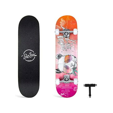 スケートボード スケボー クルーザー コンプリート キッズ ユース 子供 練習 直輸入 海外モデル Beleev Skateboards for Beginners, 31 Inch Complete Skateboard for Kids Teens Adults, 7 Layer Canadian Maple Double Kick Deck Concave Cruiser Trick Skateboard
