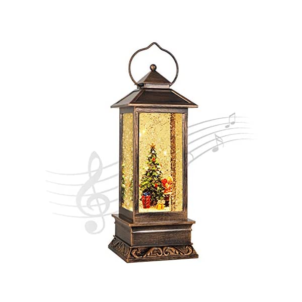 i-selectionのスノードーム ランタン クリスマス プレゼント サンタクロース ツリー JEDAWN Christma Lantern, Christmas Lanterns Decorative Singing Musical Lighted Christmas Water Glittering Swirling Snow Globe Lantern for Christmas Home Decoration and Gift|詳細画像