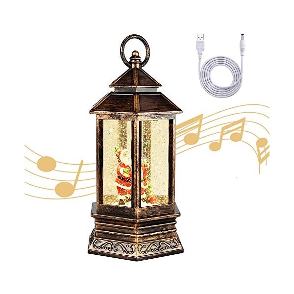 スノードーム ランタン クリスマス プレゼント サンタクロース ツリー pearlstar Singing Snow Globe Lantern - Lighted Christmas Santa Claus Lantern, Water Snow Globe with Swirling Glitter and Battery & USB Powered, Great Home Decoration and Gift (Church)のサムネイル