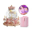 スノードーム メリーゴーランド クリスマス プレゼント サンタクロース ツリー LOVE FOR YOU Carousel Horse Music Box Snow Globes,Best Birthday Gift for Kids Girls, Color Change LED Light Luminous Unicorn Music Boxes Home Decor Ornament