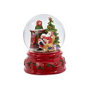 Xm[h[ NX}X v[g T^N[X c[ Fireplace Sitting Santa Claus 100MM Resin Christmas Water Snow Globe Plays Holiday Song