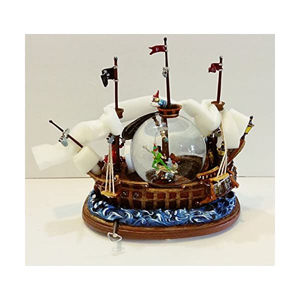 スノードーム ディズニー ピーターパン ティンカーベル フック船長 クリスマス プレゼント サンタクロース ツリー Peter Pan Pirate Ship Musical Snowglobe