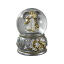 Xm[h[ Vg GWF NX}X v[g T^N[X c[ Silver & Gold Revolving Angel 100mm Water Globe San Francisco Music Box