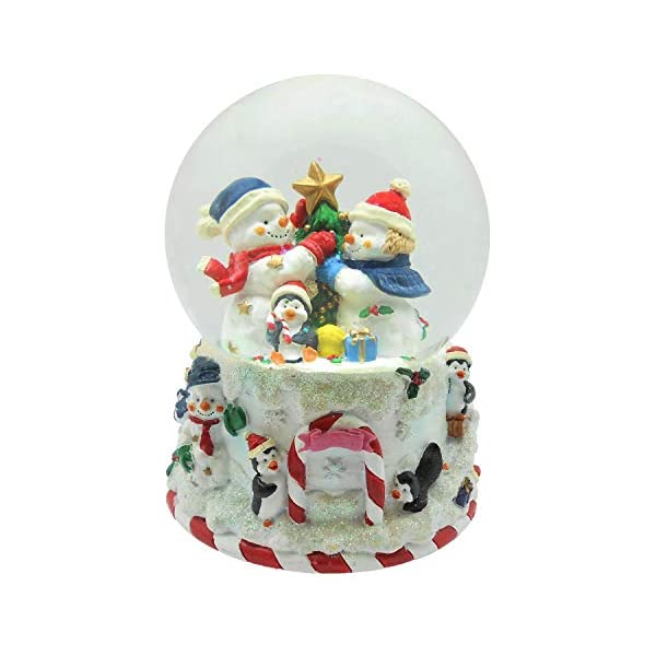 スノードーム スノーマン 雪だるま クリスマス プレゼント サンタクロース ツリー Lightahead Musical Christmas Snowman 100MM Polyresin Snow Globe with Falling Snowflakes Music