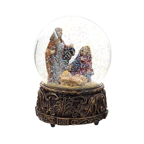 スノードーム クリスマス プレゼント サンタクロース ツリー Topadorn Glass Snow Globe Polystone Water Globe with Music Decorate,Nativity