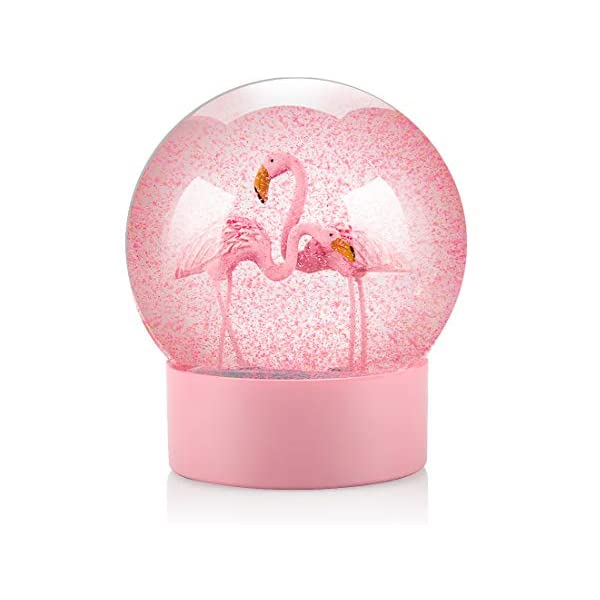 スノードーム フラミンゴ クリスマス プレゼント サンタクロース ツリー Mingfuxin Snow Globe, Pink Flamingos Snow Globe for Kids, Glitter Glass Snowglobes for Women Girls Christmas Snow Globes Home Office Table Decor Birthday Gift, 100MM Pink