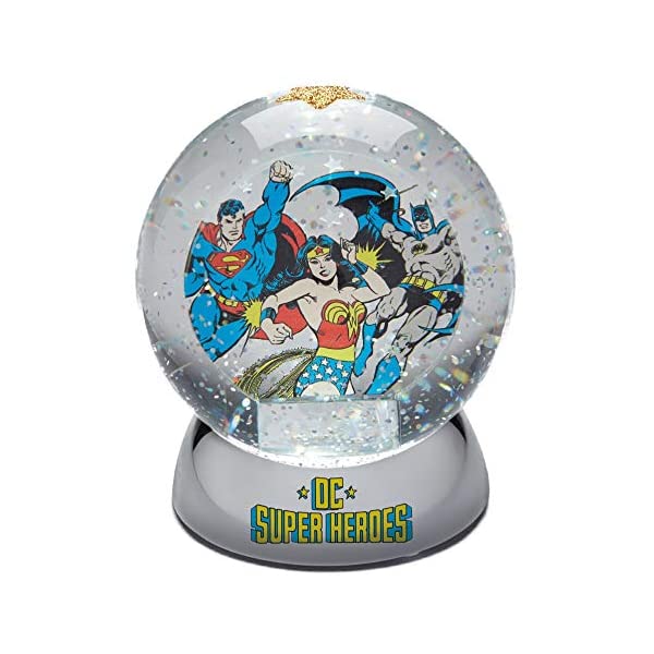 スノードーム DCコミックス スーパーマン バットマン クリスマス プレゼント サンタクロース ツリー Enesco DC Comics Batman Superman and Wonder Woman Waterdazzler Waterball, 4.5 Inch, Multicolor