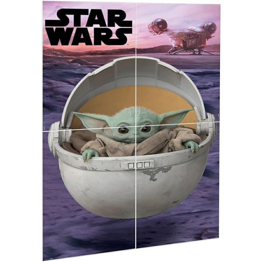 スターウォーズ マンダロリアン グローグー シーンセッター ウォールデコレーション (59インチ x 65インチ) 1セット マルチカラーのプラスチックパーティーデコレーション キッズパーティー&イベント用 The Mandalorian Scene Setter Wall Decorations