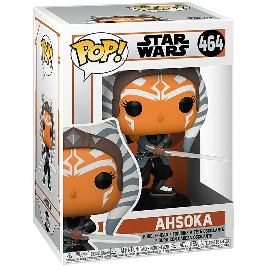 Rakuten - ファンコポップ！スター・ウォーズ: マンダロリアン アソーカ ライトセーバー付き ビニール ボブルヘッド Funko Pop! Star Wars: The Mandalorian Ahsoka with Lightsabers Vinyl Bobblehead