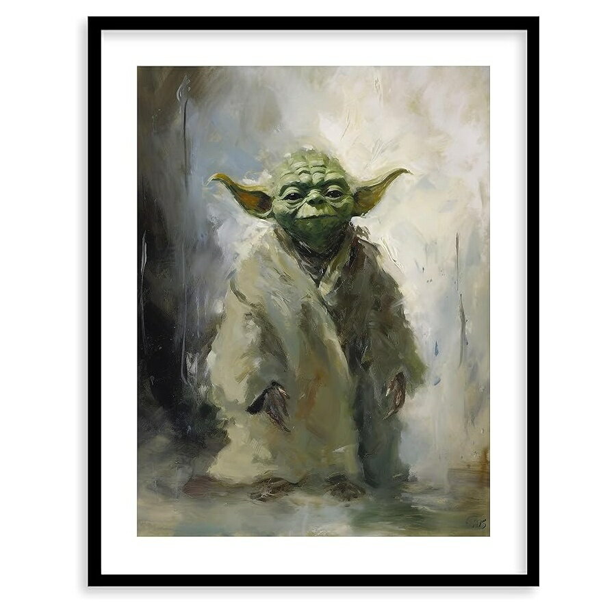 Rakuten - スターウォーズ ヴィンテージ油絵 ウォールアート プレミアムジークレーアートプリント ホームデコレーション スターウォーズ ヨーダ ダースベイダー マンダロリアン ヨーダ 装飾 寝室 リビングルーム オフィス用 すぐに額装できます Star Wars Vintage Oil