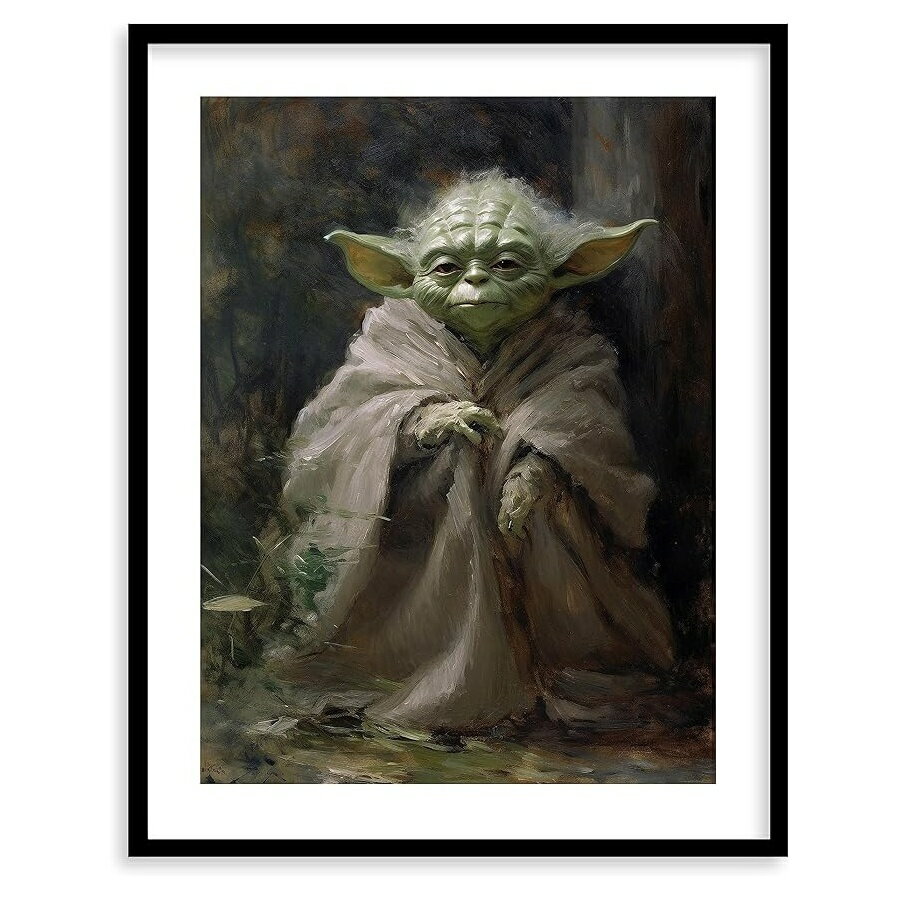 乐天商城 - スターウォーズ ヴィンテージ油絵 ウォールアート プレミアムジークレーアートプリント ホームデコレーション スターウォーズ ヨーダ ダースベイダー マンダロリアン ヨーダ 装飾 寝室 リビングルーム オフィス用 すぐに額装できます Star Wars Vintage Oil