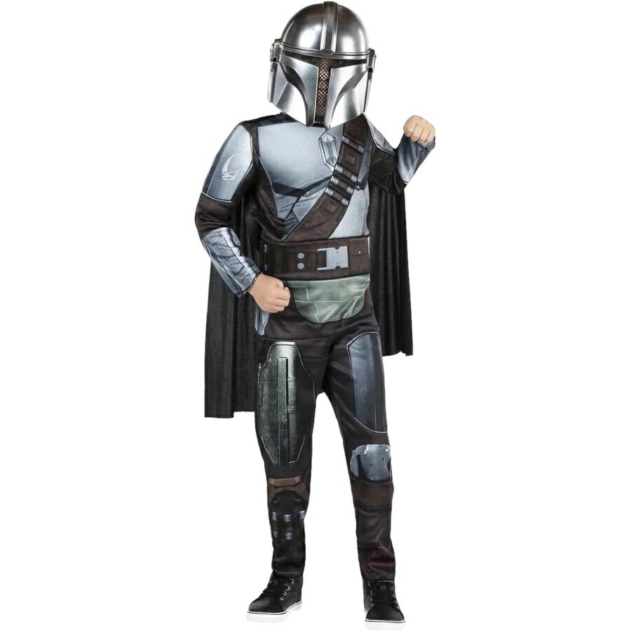 스타워즈 만다롤리안 보이즈 할로윈 코스프레 의상 패딩 점프수트 이동식 케이프 성형 하프 마스크 Jazwares Star Wars Mandalorian BOYS Halloween Cosplay Costume Padded Jumpsuit, Detachable Cape, and Molded