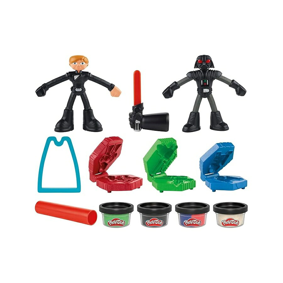 Rakuten - Play-Doh スターウォーズ スキッシュ & スライス ライトセーバー プレイセット 曲がりくねった 4 インチ ルーク スカイウォーカー & ダース ベイダー アクションフィギュア 想像力のおもちゃ 4 歳の男の子 & 女の子以上向け Play-Doh Star Wars Squish & Slice