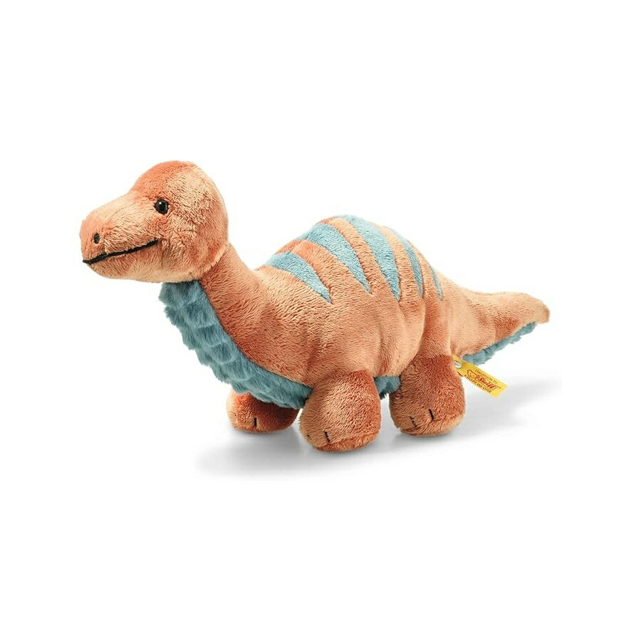 シュタイフ ブロンコ ブロントサウルス プレミアム恐竜ぬいぐるみ 恐竜のぬいぐるみ ブロントサウルスのぬいぐるみ 対象年齢 0 歳以上の動物のぬいぐるみ (オレンジ/ブルー 11 インチ) Steiff Bronko Brontosaurus, Premium Dinosaur Stuffed Animal, Stuffed Dino,
