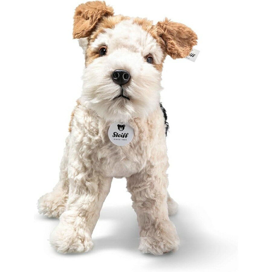 Rakuten - シュタイフ フォクシー フォックス テリア犬 ? 13 インチの子犬のぬいぐるみ ソフトクリーム 黄褐色 黒の毛皮付き ? 子供と犬愛好家のための本物そっくりの収集価値のあるテリア Steiff Foxy Fox Terrier Dog ? 13” Plush Stuffed Puppy with Soft Cream, Tan &