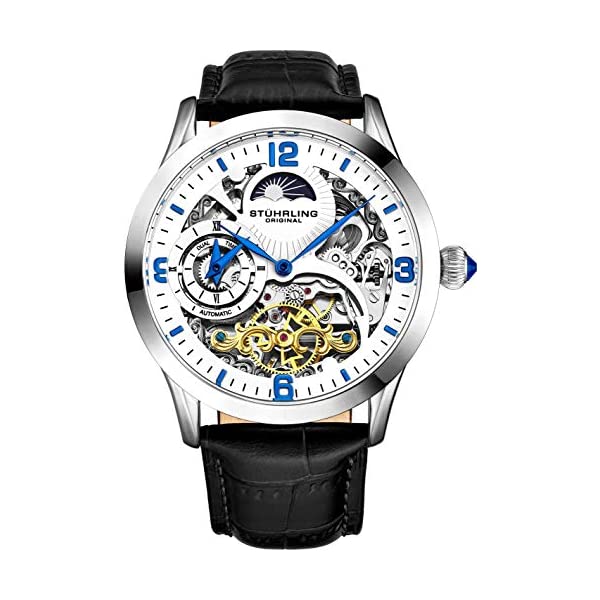 ȥ ꥸʥ ӻ Stuhrling Original 3921.2 ȥޥå ư 쥶 ܳ  å Stuhrling Original Automatic Watch for Men Skeleton Watch Dial, Dual Time, ...