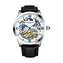 XgD[O IWi rv Stuhrling Original 3921.2 I[g}`bN jp U[ {v v EHb` Stuhrling Original Automatic Watch for Men Skeleton Watch Dial, Dual Time, AM/PM Sun Moon, Leather Band, 571 Mens Watches Series