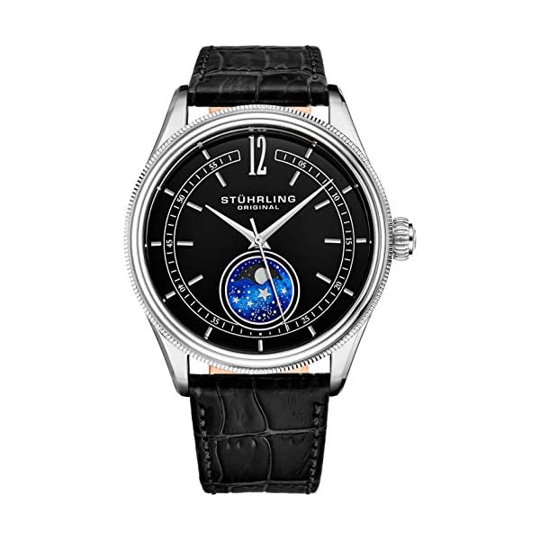 ストゥーリング オリジナル 腕時計 Stuhrling Original 897.02 アナログ メンズ 男性用 レザー 本革 時計 ウォッチ Stuhrling Original MoonPhase Dress Watch - Stainless Steel Case and Leather Band - Analog Dial - Celestia Mens Watches Collection