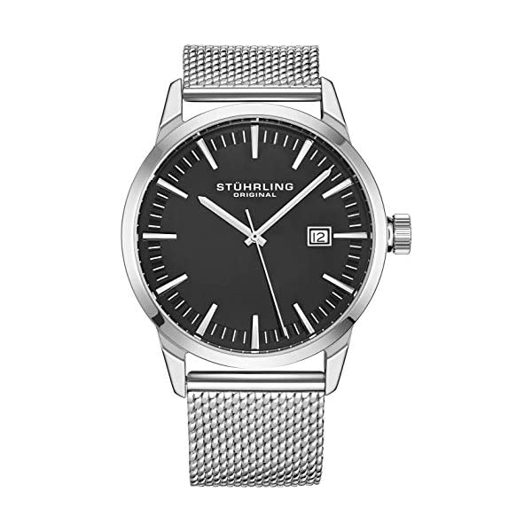 Musk - ストゥーリング オリジナル 腕時計 Stuhrling Original 555M.02 アナログ メンズ 男性用 時計 ウォッチ Stuhrling Original Mens Watch Mesh Band - Dress + Casual Design - Analog Watch Dial with Date, 555 Watches for Men Collection
