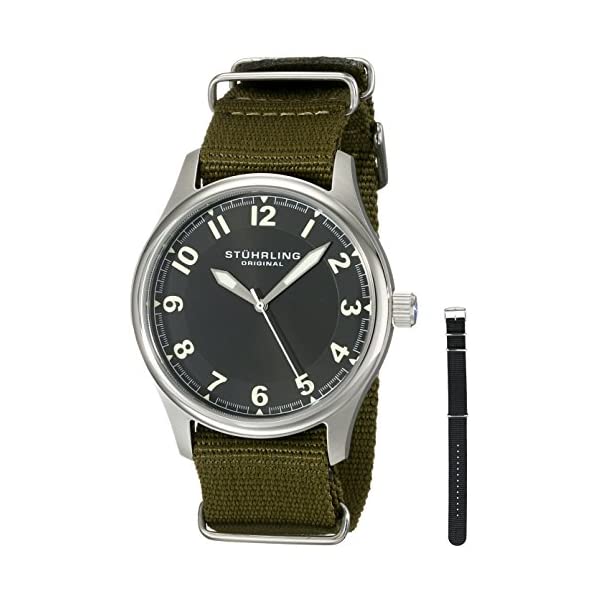 ストゥーリング オリジナル 腕時計 Stuhrling Original 741.SET01 メンズ 男性用 時計 ウォッチ Stuhrling Original Men's 741.SET01 Aviator Stainless Steel Watch with Interchangeable Canvas Bands
