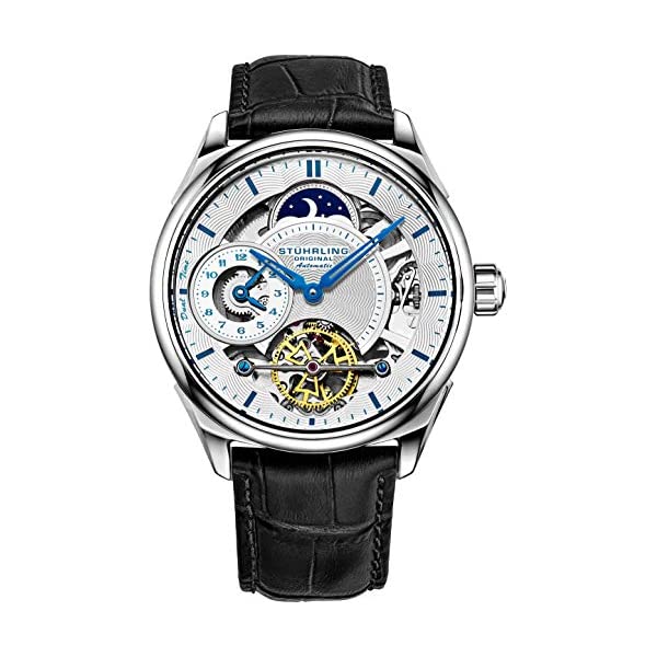 ストゥーリング オリジナル 腕時計 943A オートマチック 自動巻き男性用 時計 ウォッチ Stuhrling Mens Automatic Dress Watch Stainless Steel with Automatic Skeleton Mechanical Movement with Duel Time Sub-Dial and AM/PM Indicator and Adjustable Stainless Steel