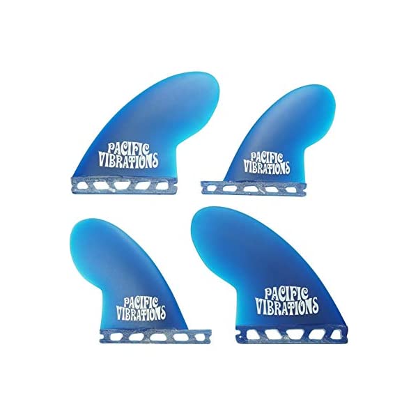 パシフィックバイブレーション サーフィン フィン サーフグッズ マリンスポーツ サーフボード ロングボード PACIFIC VIBRATIONS Futures Base Compressor Surfboard 4 Quad fins Set Fiberglass Resin Blue