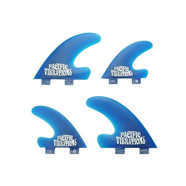 パシフィックバイブレーション サーフィン フィン サーフグッズ マリンスポーツ サーフボード ロングボード PACIFIC VIBRATIONS FCS Base J Drive Surfboard fins 4 fin Quad fins Set Fiberglass Resin Color Blue