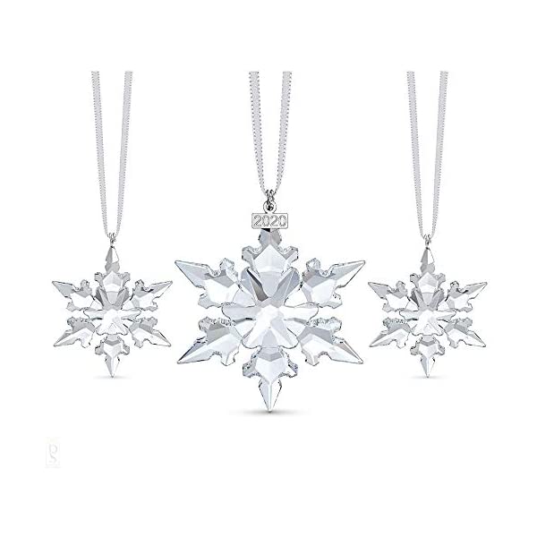スワロフスキー リミテッド 2020 限定 クリスマス オーナメント 3個セット クリアホワイトクリスタル フィギュア 置物 インテリア プレゼント 贈り物 SWAROVSKI Annual Limited Edition 2020 Christmas Ornament Set of 3, Clear White Crystal