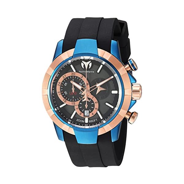 楽天i-selectionテクノマリーン 腕時計 ウォッチ 時計 メンズ 男性用 Technomarine Men's UF6 Stainless Steel Quartz Watch with Silicone Strap, Black, 24 （Model: TM-615015）