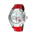 eNm}[ rv EHb` v fB[X p Technomarine Women's Cruise Stainless Steel Quartz Watch with Leather Calfskin Strap, red, 26 (Model: TM-115312)