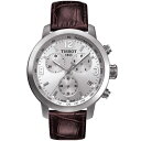 ティソ Tissot 腕時計 メンズ 時計 Tissot PRC 200 Leather Chronograph Mens Watch - Brown