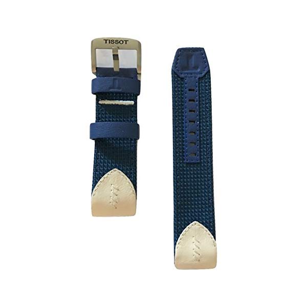 ティソ 腕時計 TISSOT T600039989 ウォッチ 替えバンド 替えベルト ストラップ Tissot T-Touch Expert SOLAR Blue/ White/ Textile w/ Leather Strap Band for T091420A