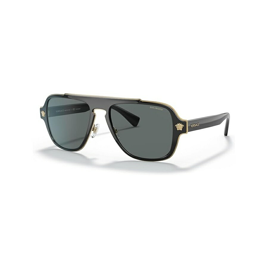 Rakuten - ヴェルサーチ マン サングラス ブラックフレーム ダークグレーレンズ 56MM Versace Man Sunglasses Black Frame, Dark Grey Lenses, 56MM