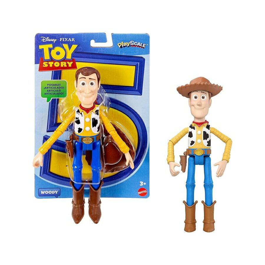 トイストーリー5 ウッディ アクションフィギュア 7インチ プレイスケール 8プラス可動ジョイント マテル ディズニー ピクサー おもちゃ 子供 プレゼント 知育玩具 Mattel Disney and Pixar Toy Story Action Figures 7 Inch Playscale Key Characters, 8 Plus Posable