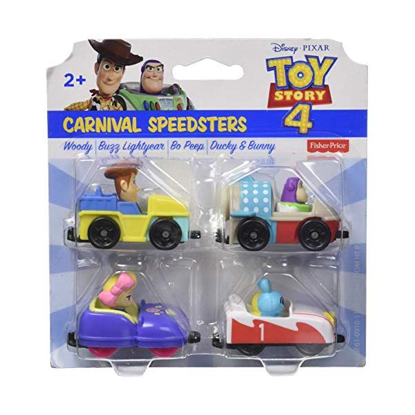 トイストーリー4 ミニカー 4個セット ウッディ ボー・ピープ バズ・ライトイヤー ダッキー＆バニー おもちゃ グッズ Toy Story Fisher-Price Disney Pixar 4 Carnival Speedsters