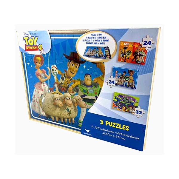 トイストーリー4 ジグソーパズル 3パターン おもちゃ グッズ Disney Toy Story 4-3 Jigsaw Puzzles with Wooden Storage Box - Each 11 by 8 Inches